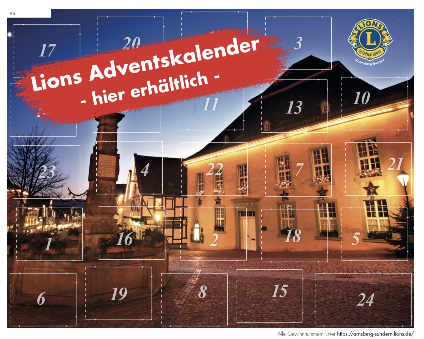 Das Kalenderbild wurde vom Verkehrsverein Arnsberg zur Verfügung gestellt, von Herrn Julian Stratenschulte aufgenommen und zeigt das Arnsberger Rathaus und den Maximilianbrunnen.