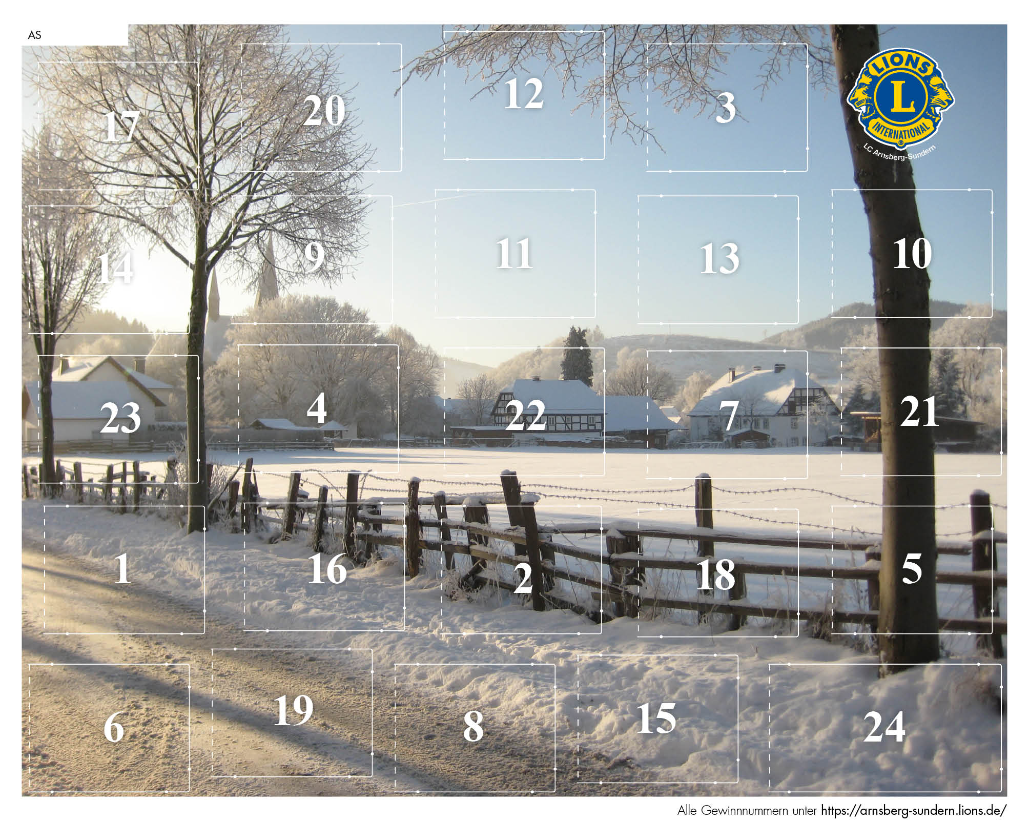 Das Kalendermotiv zeigt einen winterlichen Blick auf Hellefeld